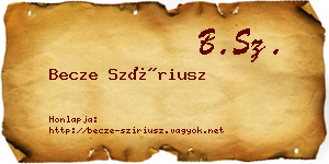 Becze Szíriusz névjegykártya